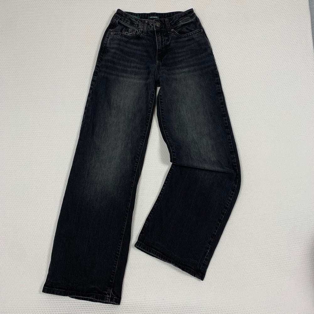 Wild Fable Womens 00 Washed Black High Rise Baggy Wide Leg Denim Jeans Regular